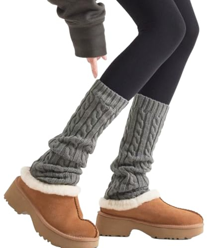 Svnqney Stulpen Damen Leg Warmers Beinwärmer Frauen Mädchen Winter Beinstulpen Damen Stricken Legwarmers für Winterwärmer LW-03Gray