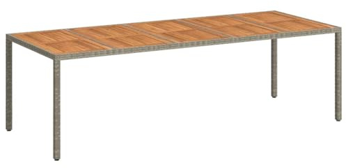 vidaXL Garten-Esstisch Grau 250 x 100 x 75 cm Poly-Rattan, Garten und Terrasse, modernes Esszimmer für draußen, Robustes Mobiliar für gesellige Treffen, stylish Design