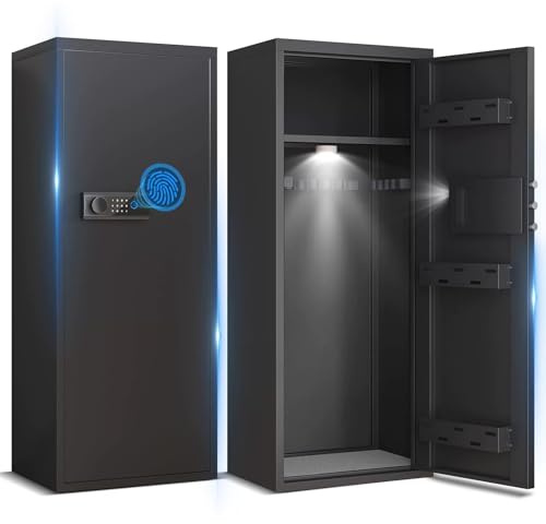 Biometric Gun Safe - Large All-Steel Electronic Password Fingerprint Safe with LED Light for Secure Gun Storage