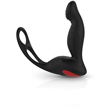 Masajeador de próstata Masculino Vibrador Anal Plug Silicona Impermeable Estimulador Retraso Eyaculación Anillo Juguete para Hombres-SIN Control Remoto (Rojo)