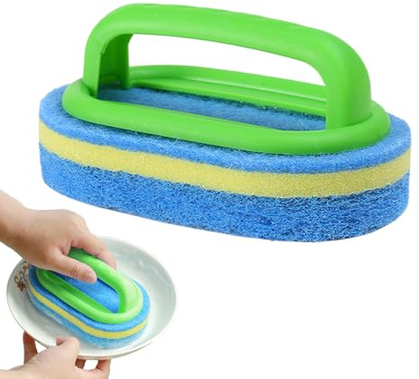 Cepillo de Esponja,Estropajo Limpiador con Mango Ergonómico | Estropajo Multiusos para Cocina Baño Azulejos Piscinas Y SPA