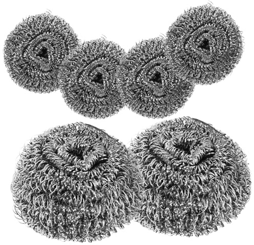 IMIKEYA Estropajos Metálicos para Limpiar Platos 6 Piezas Esponja De Acero Inoxidable Redonda Resistente para Cocina Utensilios y Ollas Estropajo De Alambre Multiusos Limpieza Doméstica