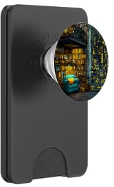 Livre Bibliotheque Etagere Fauteuil Fenetre Modele Imprime PopSockets PopWallet pour MagSafe