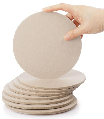 SOSMAR Lot de 8 dessous de verre en feutre pour pots de fleurs, verres, vases, tapis de pot de fleurs pour jardinage, intérieur, protection de table, 15 cm, beige