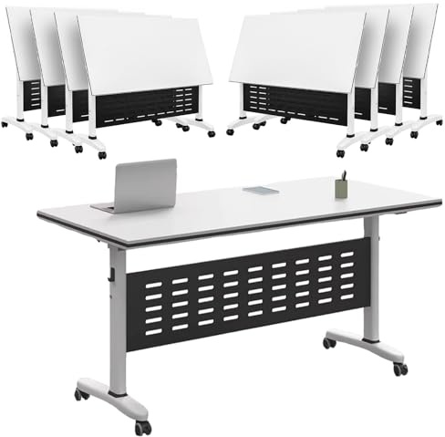 Klappbarer Konferenztisch, 8er-Pack, 140 x 60 x 75 cm, ideal für Büroschulungen und Seminare, großer rechteckiger Besprechungstisch, perfekt für Schulen und Veranstaltungen.