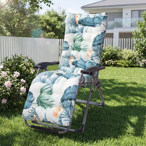 AHSBND Sun Lounger Cushion Outdoor: High Back Replacement Soft Non Slip Seat Pads 170x53cm for Indoor Recliner Chair Patio Garden Porch Furniture Beach (Hawaii)