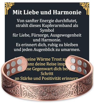 MagEnergy Kupferarmband für Herren, Magnetarmband mit 18 Magneten, 99,99% Reines Massivkupfer, Verstellbares Herrenarmband, Geschenkidee