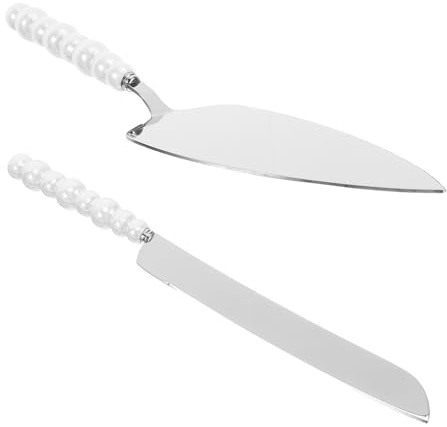 Kichvoe Pala para Tartas Mango de Cerámica Perlada, Cuchillo Dentado de Acero Inoxidable para Cortar y Servir Pasteles, Espátula Multiusos para Postres en Fiestas y Restaurante, Utensilio