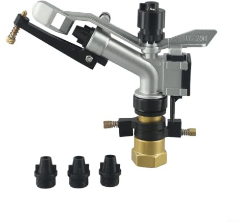 Para aspersor ajustable de 360 grados para riego agrícola con puerto roscado de 1 pulgada y construcción con piezas de aluminio y acero inoxidable