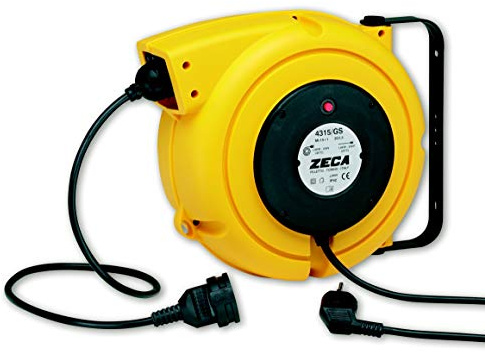 Zeca 4315/GS avvolgicavo autoavvolgibile in plastica - giallo 15 metri con spina