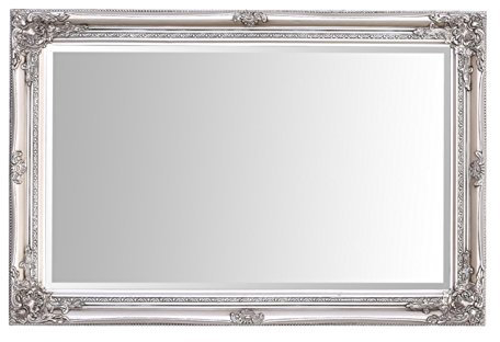 Select Mirrors Rhone Wall Mirror – French Vintage, Rococo Baroque Style, Shabby Chic Home Decor – Large - 60cm x 90cm (2x3 ft) (Antique Silver)