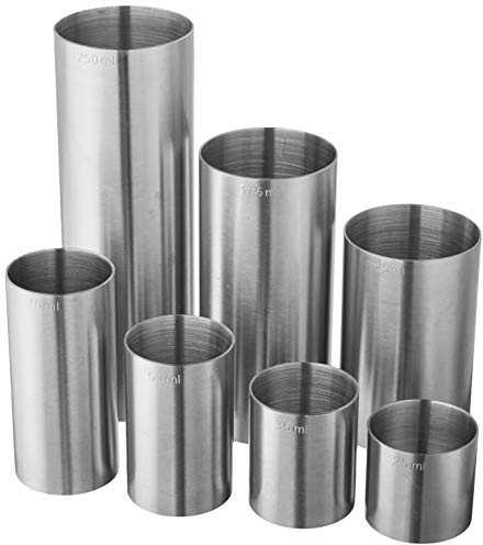 Barfly Thimble Measure, Set, 25/35/50/70/125/175/250 ml., Stainless Steel