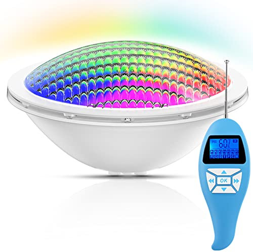 LyLmLe LED Pool Lighting PAR56 20W RGB Color Changing Dimmable Swimming Pool LED Lamp with Remote Control, Replaces PAR56 Halogen Bulbs, IP68 Waterproof Underwater Spotlight, 12V AC
