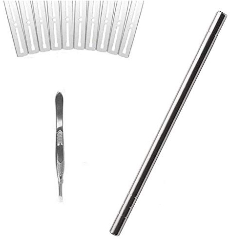 Multifunzione Penna per Incisione dei Capelli, Penna da Intaglio Usata Per Disegnare Qualsiasi Motivo, Usata Per Capelli, Sopracciglia, Barba,Dotato di 10 Lame