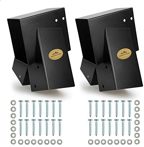 MIXXIDEA 2 Swing Set Brackets for Swing Set A-Frame Heavy Duty with All Mounting Hardware, Black (2 Brackets-Black)