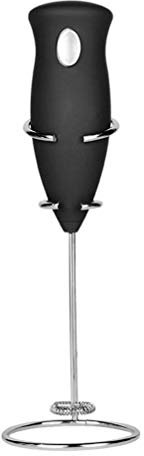 SMSOM Macchina per Schiuma elettrica a Batteria Portatile di Latte, Miscelatore Bevanda con Frusta in Acciaio Inox e Stand per Cappuccino, caffè antiproiettile, Latte, Rosso (Color : Black)