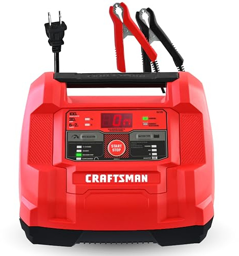 CRAFTSMAN CMXCESM253 100A 6V/12V Vollautomatisches Batterieladegerät und Motorstarter - Eingebauter Batterietester und Lichtmaschinentester, kompatibel mit AGM, Gel und Deep-Cycle-Batterien