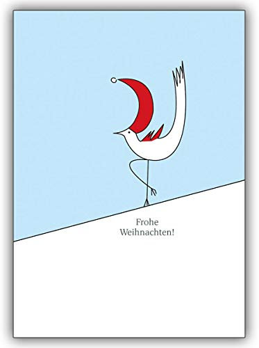 10x Auf dieser Weihnachtskarte wünscht ein süßer Weihnachtsvogel frohe Weihnachten • Weihnachts Glückwünsche im Set mit Umschlägen zum Jahreswechsel für Familie, Freunde, Kollegen aus der Firma