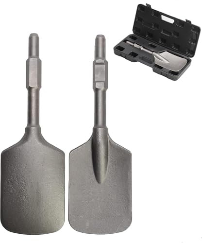 tonchean Clay Spade for Breaker, 1-1/8 Hex Shank Clay Spade Shovel Bit with Carrying Case, Demolition Hammer Jack Hammer Chisel Bits for Electric Breaker, Chrome Steel, 17.3 × 5.3