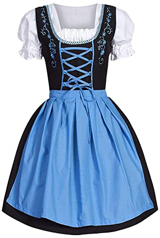 Dirndl Dresses Women Halloween Costumes Plus Size Costume Homecoming Dresses Wedding Outfit (Blue, XXL)