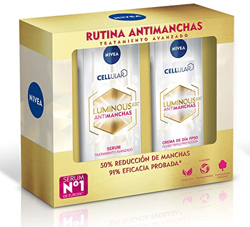 NIVEA Cellular LUMINOUS 630 Pack Antimanchas Tratamiento Avanzado, set de regalo con sérum facial (1 x 30 ml) y crema de día (1 x 40 ml) para una piel uniforme y luminosa