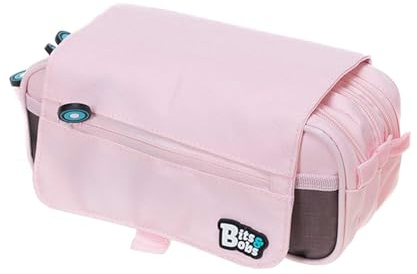 Grafoplás | Estuche Escolar Tres Compartimentos con Solapa | Rosa Claro | Bits&Bobs | Colores Soft | 23x10x10cm | Incluye Horario y Zona Identificación | Perfecto para Organizar tu Material Escolar