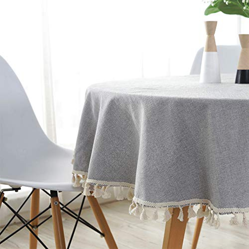 meioro Rechteckige Tischdecke Volltonfarbe Tischwäsche Quaste Tischdecken Baumwolle Leinen Tablecloth Tischtuch Geeignet für Home Küche Dekoration(Rot,120×160cm)