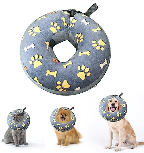 Aufblasbare Halskrause Hund Halskrause, Hundekragen mit Verstellbarer Schnalle, Halskragen Weich OP Kragen Schutzkragen, Leckschutz für Hunde (S)