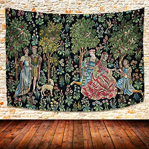 874 Tapisserie Mittelalterliche Nouveau Lady Europäische Königliche Aquarellmalerei Neuheit Wandtuch Deko Wandbehang Für Zimmer Hausdeko Room,130X150Cm