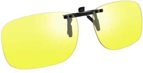 UpaClaire Nachtsichtbrille zum Anklippen, gelb-grün, blendfrei, High-Definition-Vision, neblig, regnerisch, für sicheres Fahren, Angelbrille, wendbar