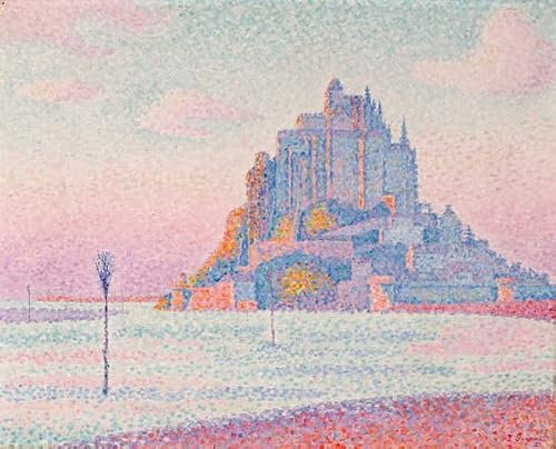 MSTECO Leinwand Bilder Kunstdrucke Abstrakt Poster Berühmtes Gemälde Mont Saint-Michel untergehende Sonne von Paul Signac für Wohnzimmer 60x90cm