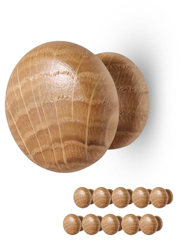 Gedotec Möbelknöpfe | Schrankknöpfe aus Holz | Ø 28 mm | PAOLO | 10 Stück | Einzigartiger natürlicher Holz-Möbelknauf |Schubladenknöpfe aus Eiche | klassisches Design kommodenknöpfe
