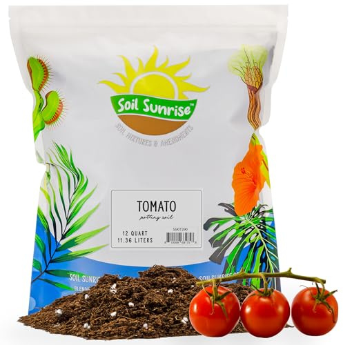 Soil Sunrise All Natural Tomato Starter/Potting Mix (12 Quarts) Perfect Backfill for Outdoor Tomato Plant Holes, Hand Blended with Natural Ingredients Including Worm Castings