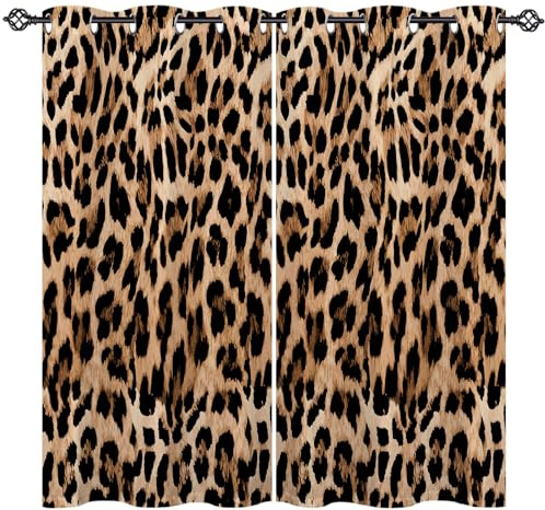 ANHOPE Leopard Blackout Curtains Eyelet 2 Panels 46 x 54 Inch