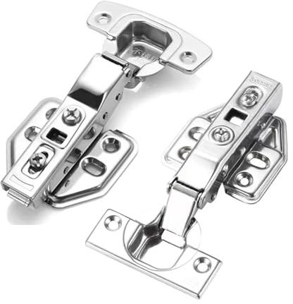 Scharnier Edelstahl Tür Hydraulische Scharniere Dämpfer Puffer Soft Close for Schrank Küche Schrank Kleiderschrank Möbel 1 Stücke(Full-cover-Stainless)