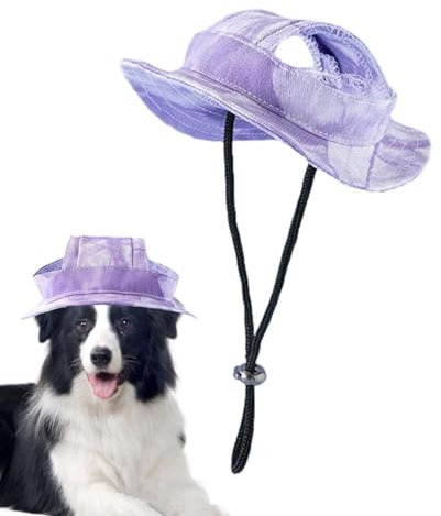 Hunde-Sonnenhut, Strandhut, Sommer-Welpenhut, lässiger Schirm, Baseball-Sonnenhut mit Ohrlöchern, runder Krempe, Haustier-Outdoor-Sportkappe für kleine, mittelgroße und große Hunde