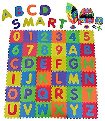 Pusselmatta för barn, 36 stycken pussel, mjuka EVA-skumgummimattor, mattor med siffrorna 0 till 9 och 26 bokstäver (AZ) för barn baby CE-certifikat (polygon)