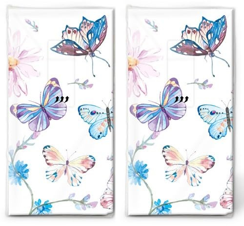 20 einzelne Taschentücher Tiermotive Schmetterlinge in blau. 2 Packungen mit 10 einzelnen Papiertaschentücher bedruckt als Geschenk.