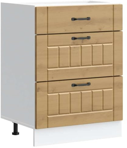 vidaXL Kitchen Base Cabinet - Artisan Oak 60x46x81.5cm, Engineered Wood, Adjustable Feet, Storage for Bowls/Plates/Pots