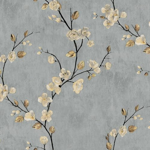 xupingjiti Carta da parati autoadesiva floreale acquerello foglie e fiori carta da parete 44x300cm vintage pellicola decorativa per mobili in PVC vinile adesivo da parete