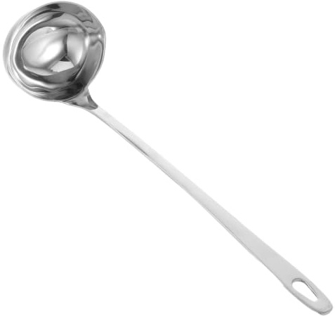 Garneck Edelstahl Suppenkelle mit Ausgießer, Langstiel Schöpfkelle mit beidseitigem Ausguss, Saucenlöffel Servierkelle für Suppe, Sauce, Hot Pot und Küche, 1 Stück