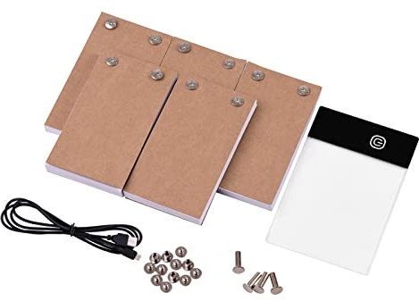 Mini LED Light Pad with 5 Flip Books, flipbook Flip Book Kit, small flip book background light with 5 Flip Books, Flip Book Kit with Light Pad LED Light Box Tablet，300 Sheets Drawing Tracing Animation