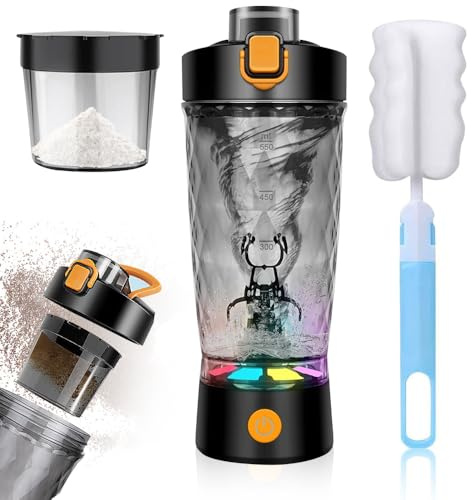 KBIBCK Elektrischer Shaker, 650ML Protein Shaker Elektrisch mit Pulverfach, Wiederaufladbar Protein Shake Mixer, Proteinshaker, für Potein Pulver, Milchshake, Sport, Fitness