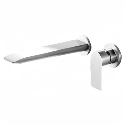 Concealed Faucet Black Split Wall-Mounted Basin with Copper Concealed Faucet (Silver)