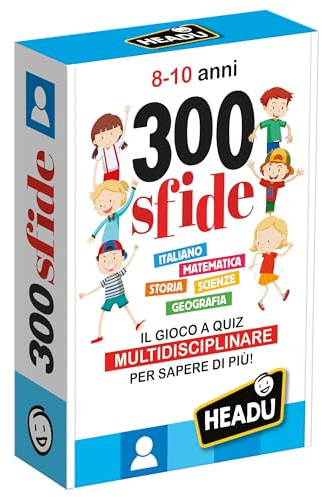 HEADU - 300 Sfide 8-10 Anni - Il Gioco A Quiz Multidisciplinare Per Sapere Di Più! Gioco Educativo 8 9 10 Anni, Giochi Didattici Bambini, Quiz Divertenti e Intelligenti, Regalo Bambino Scuola Primaria