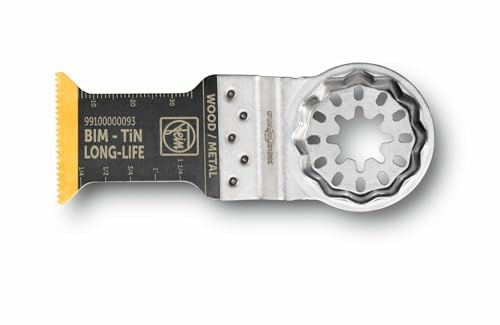FEIN Sägeblatt E-Cut Long-Life Bi-Metall mit höhe Lebensdauer, Sägeblatt für Tiefeschnitte, Ve. 1 stk., Breite 35 mm, Länge 50 mm, Starlock Aufnahme, Titan beschichtetes Bi-Metall Sägeblatt