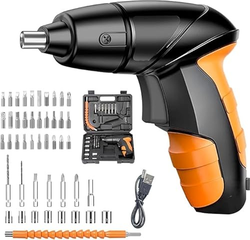 Electric Screwdriver, Cordless Screwdriver, 48 in 1 Portable Mini Electric Drill Screwdrivers with 46 Drill Bits Set, Rechargeable Battery – Ideal for Home, Office, DIY Projects