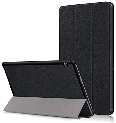 Tablettskydd Smarta fall For Huawei MediaPad T5 10 Tablet Väska, Trifold Skyddande Stativ Pc Hårt skal smal täcke Hemma för surfplatta(Dark Blue)