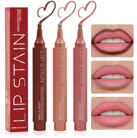 3 Piezas Lip Liner A Prueba De Agua, Perfilador Labios, Color Duradero, Suave Como La Seda Y No Pegajoso, Para Un Contorno De Labios Preciso (Coral, Rosa Y Marrón Rojizo)