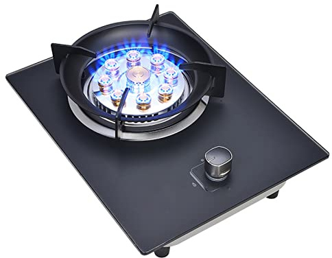 Burners Gas Hob gas hob Portable Camping Stove ，Nine Cavity Indoor Catering Cooking Cooker，Black Glass & Cast-Iron Pan Supports(Lpg)
